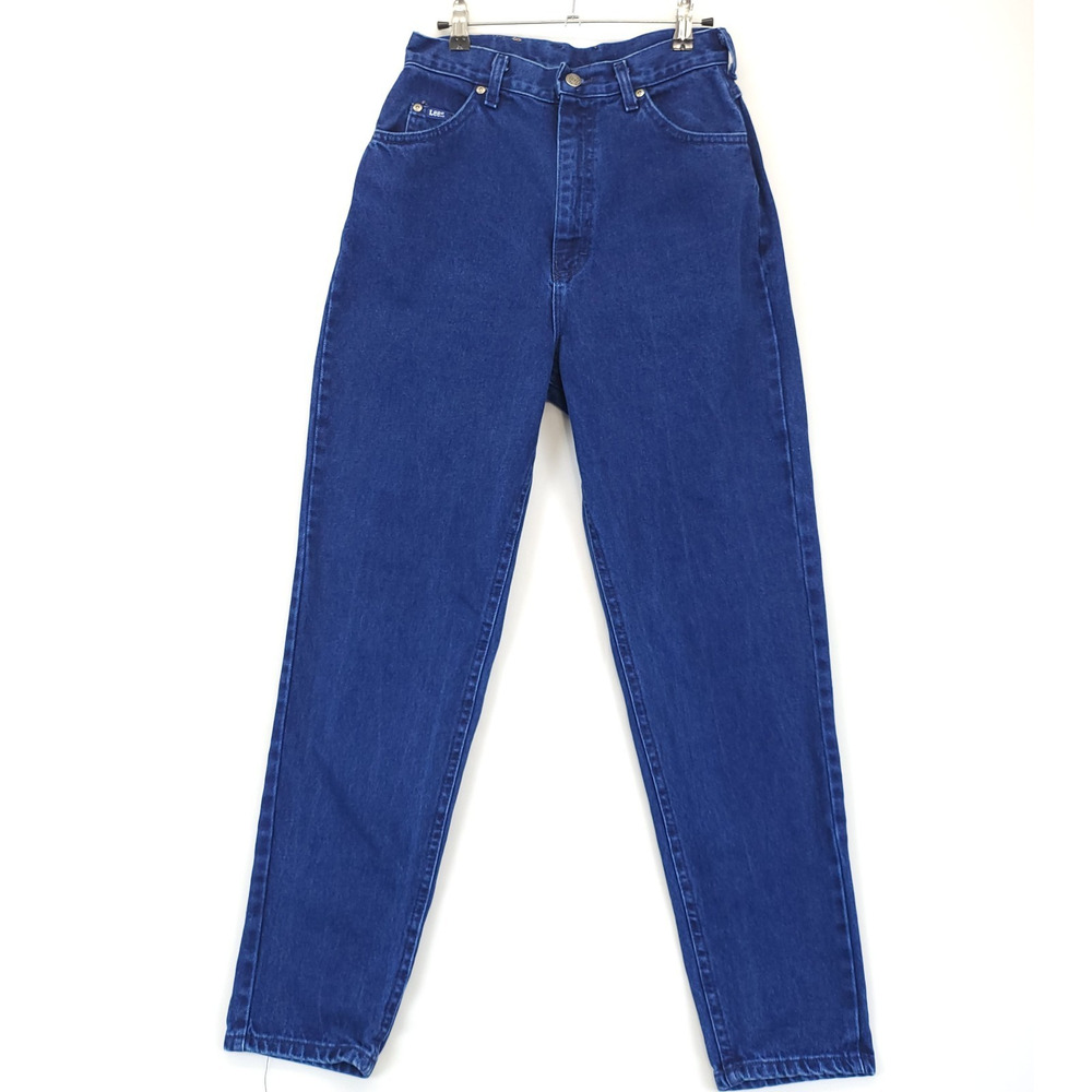 Lee Vtg Tapered High Rise Mom Overdyed Indigo Jeans USA Size 12 Blue Denim Pants